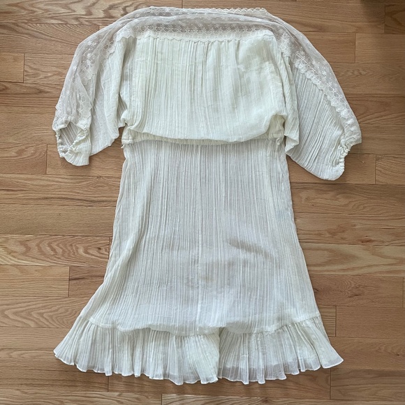 Vintage sheer cream lace and chiffon dress - Picture 1 of 4